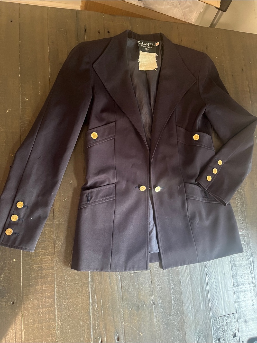 CHANEL Dark Navy Blazer with Gold Buttons - Picture 2 of 16
